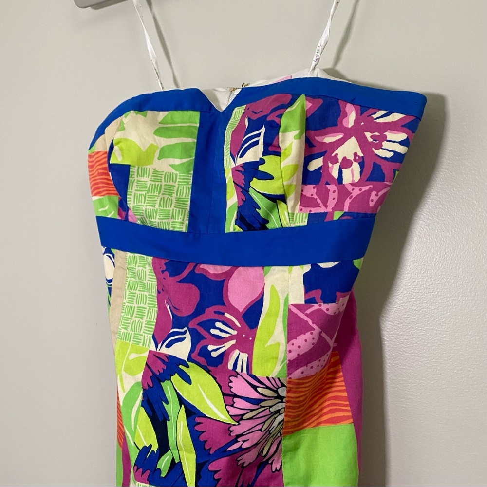Lily Pulitzer Patchwork Strapless Sheath Mini Dre… - image 3